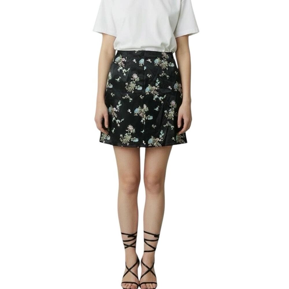 Y2K Satin Zip Floral Mini Skirt NWT - 7